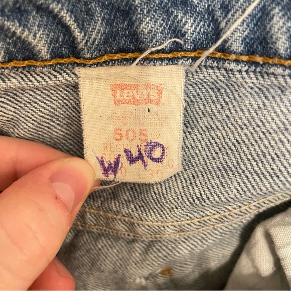 VINTAGE LEVI'S 505 ORANGE TAB DENIM BLUE JEANS MENS SIZE 40x30 1996 - Picture 5 of 9